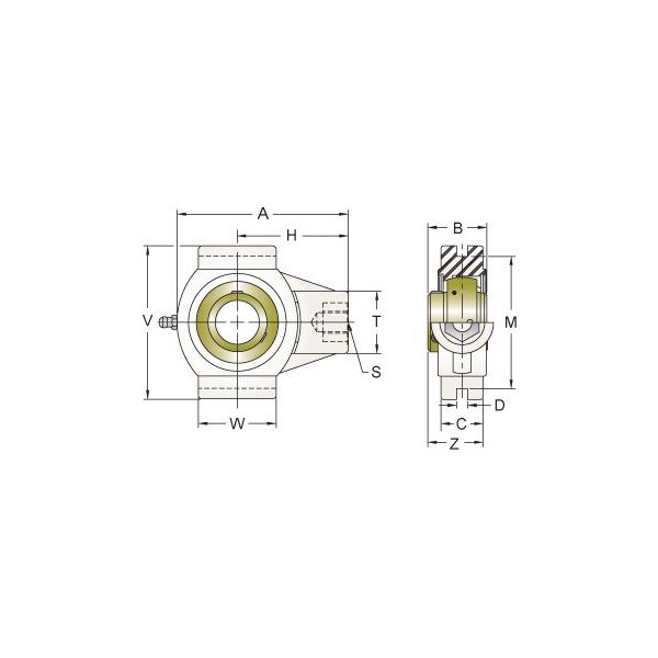 SINGLE ROW BALL BEARING, 1-3/16'' ZINC WIDE SET SCREW WHITE NARROW SLOT TAKE-UP